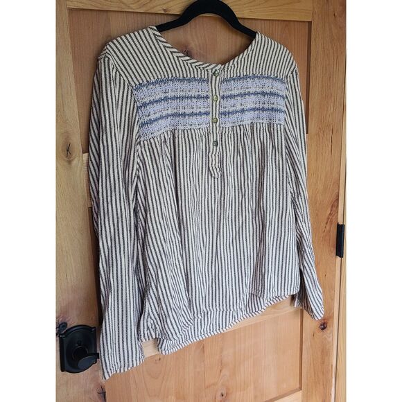 Current/Elliott Striped Peasant Cottagecore Sz 3 (LARGE) Blouse Top Long Sleeve - Picture 6 of 6